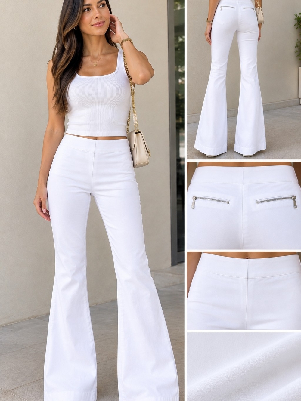 Guess by Marciano White High-Rise Flare Pants VINTAGE